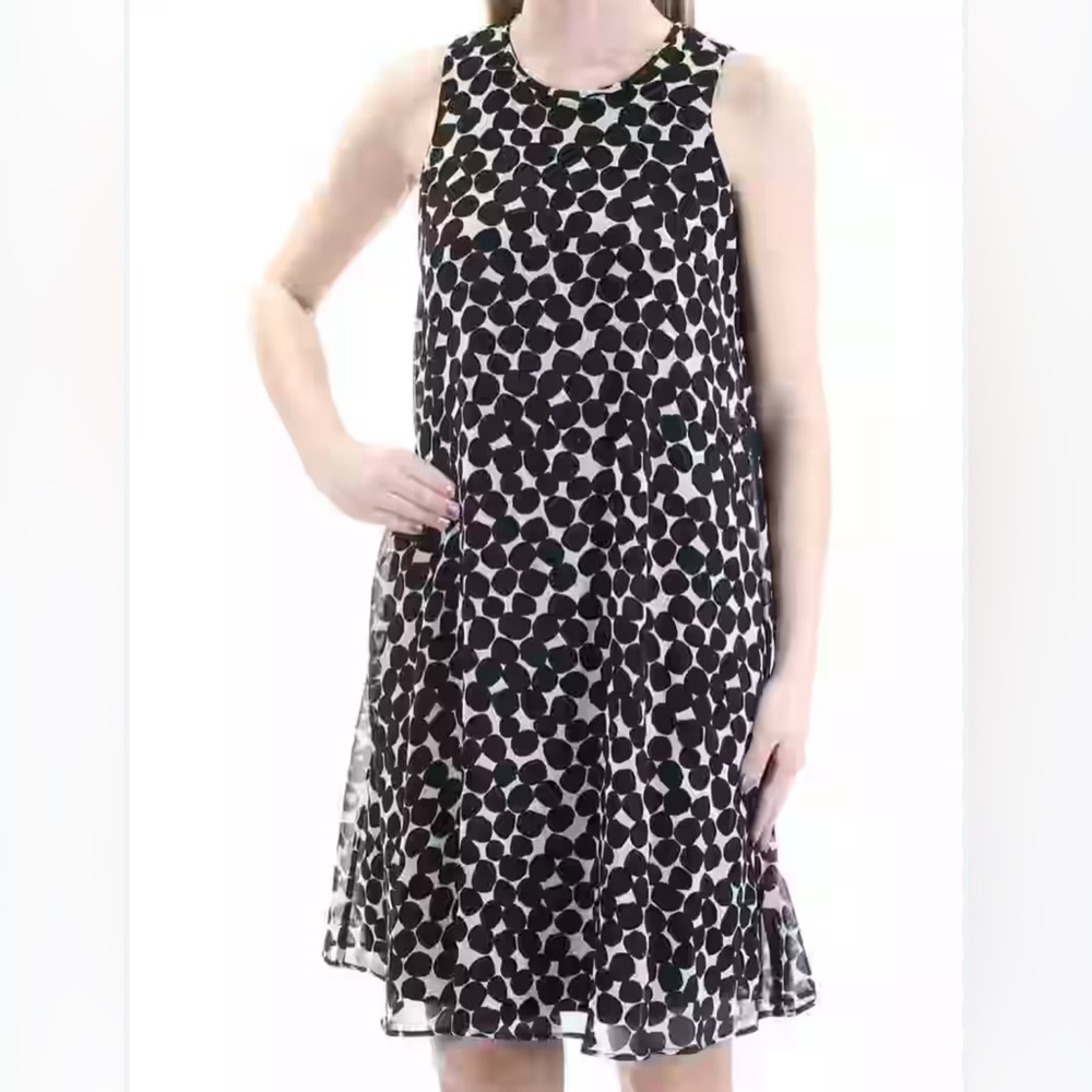 Calvin Klein Black and White Polka Dot Midi Dress
